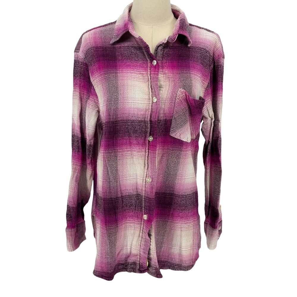 Sonoma Goods For Life Button Down Shirt Purple Plaid Long Sleeve Large